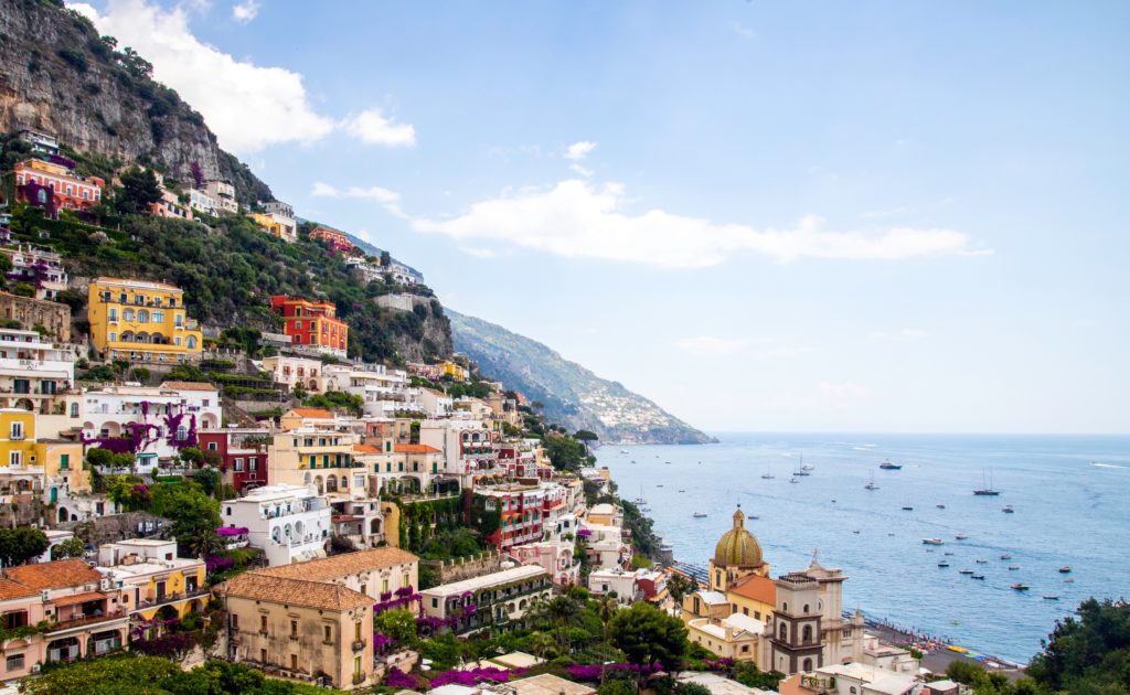 houses on the cliff in positano